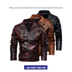 Fashion Genuine Leather Jacket Full Zip AB-SSW-LRJ-08