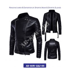 Genuine Leather Jackets Double Zipper AB-SSW-LRJ-09